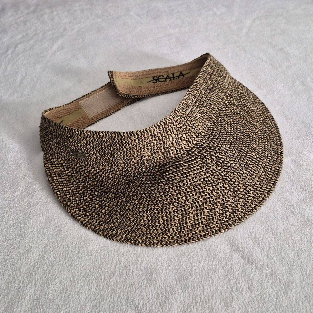 Scala Handmade Woven Straw Visor Hat